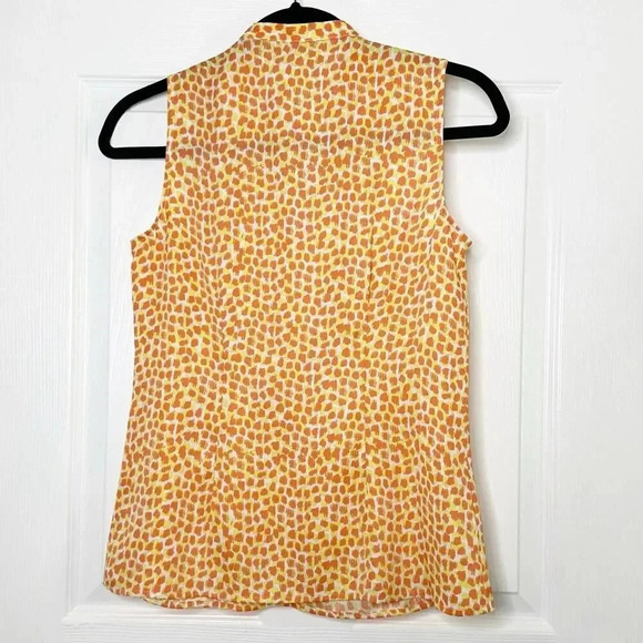 ANN TAYLOR XS Petite Sleeveless Ruffle Front Blouse Orange Yellow - Picture 6 of 6